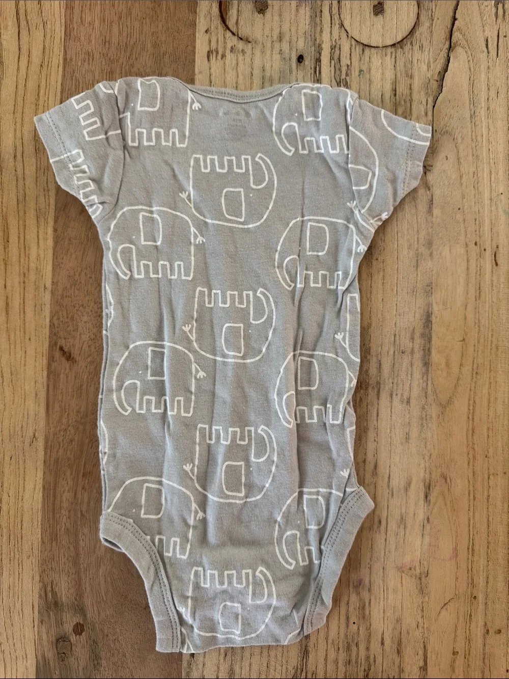 Gerber Gray Baby Bodysuit with White Elephant Print